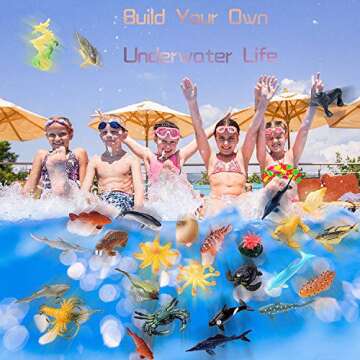 90 Pack - Underwater Deep Sea Animal Toy Figures - Assorted Pack Includes Seahorses, Clamshells, Octopus, Whales, Hammerheads, Fish, Stingrays, Sea Turtles, Jellyfish, and Many More