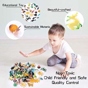 90 Pack - Underwater Deep Sea Animal Toy Figures - Assorted Pack Includes Seahorses, Clamshells, Octopus, Whales, Hammerheads, Fish, Stingrays, Sea Turtles, Jellyfish, and Many More