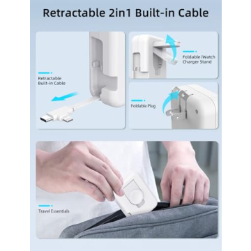 2-in-1 Apple Watch Charger - Retractable 36W Fast Charger