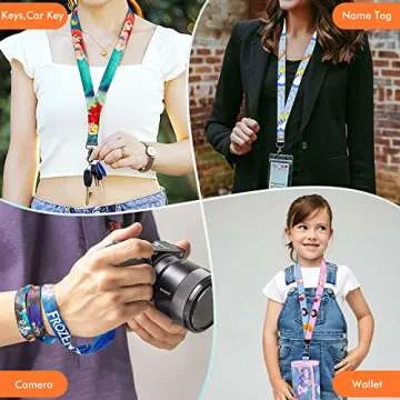 Akkya 5 Pack Neck Lanyard with ID Badge Holder for Keys Key Chain Card Cute Kawaii Cartoon Princess Lanyards for Women Guys Girl Kids Teachers The Office Keychains