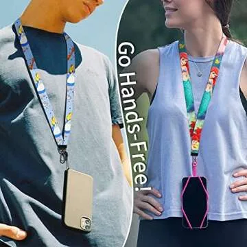 Akkya 5 Pack Neck Lanyard with ID Badge Holder for Keys Key Chain Card Cute Kawaii Cartoon Princess Lanyards for Women Guys Girl Kids Teachers The Office Keychains