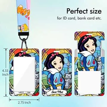 Akkya 5 Pack Neck Lanyard with ID Badge Holder for Keys Key Chain Card Cute Kawaii Cartoon Princess Lanyards for Women Guys Girl Kids Teachers The Office Keychains