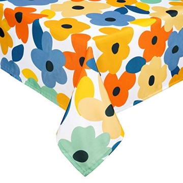 Floral Tablecloth, Flowers Table Cloth for Spring Summer Fall Autumn, Waterproof Tablecloth for Kitc...