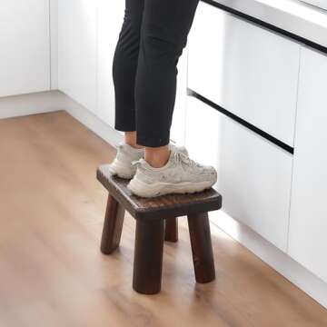 GZQWDC Wooden Step Stool for Adults and Kids - Versatile and Sturdy Foot Stool
