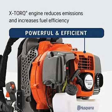 Husqvarna 350BT Gas Leaf Blower, 50.2-cc 2.1-HP 2-Cycle Backpack Leaf Blower with 692-CFM, 180-MPH, 21-N Powerful Clearing Performance and Ergonomic Harness System