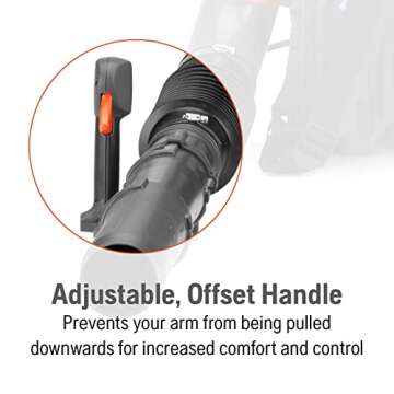 Husqvarna 350BT Gas Leaf Blower, 50.2-cc 2.1-HP 2-Cycle Backpack Leaf Blower with 692-CFM, 180-MPH, 21-N Powerful Clearing Performance and Ergonomic Harness System