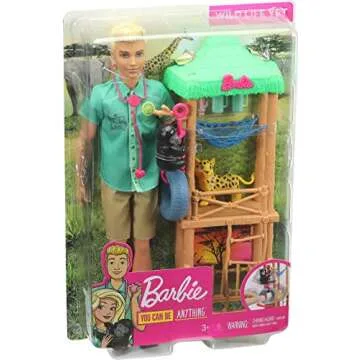 Barbie Careers Playset, Wildlife Vet Ken Doll with 2 Animal Figures, Care Station & Accessories