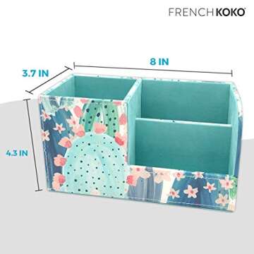French KOKO PU Leather Desk Organizer Cute Pen Holder Office Pencil Holders Organizers Table Top Des...