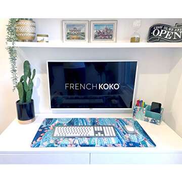 French KOKO PU Leather Desk Organizer Cute Pen Holder Office Pencil Holders Organizers Table Top Desktop Desk Accessories Supplies Decor Office Organization Office Decor for Women Art Caddy Cactus