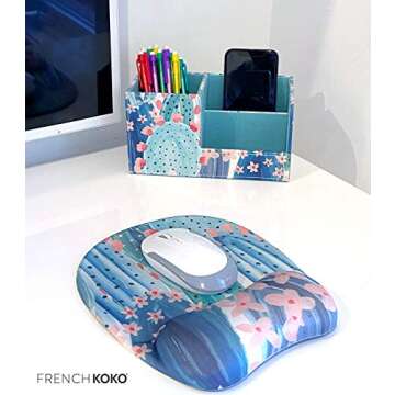 French KOKO PU Leather Desk Organizer Cute Pen Holder Office Pencil Holders Organizers Table Top Desktop Desk Accessories Supplies Decor Office Organization Office Decor for Women Art Caddy Cactus