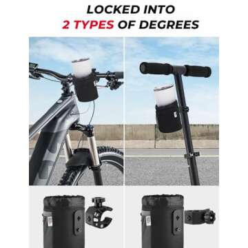 KEMIMOTO Motorcycle Cup Holder, Oxford Fabric Motorcycle Drink Holder with 0.6"-1.5" Alligator Clamp, Universal Water Bottle Holder for Motorcycle, ATV/UTV, Scooter, Boat, Kayak, Bike, Walker