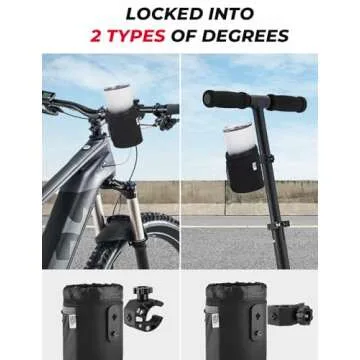 KEMIMOTO Motorcycle Cup Holder, Oxford Fabric Motorcycle Drink Holder with 0.6"-1.5" Alligator Clamp, Universal Water Bottle Holder for Motorcycle, ATV/UTV, Scooter, Boat, Kayak, Bike, Walker