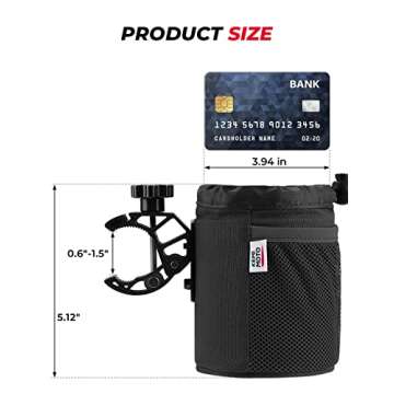 KEMIMOTO Motorcycle Cup Holder, Oxford Fabric Motorcycle Drink Holder with 0.6"-1.5" Alligator Clamp, Universal Water Bottle Holder for Motorcycle, ATV/UTV, Scooter, Boat, Kayak, Bike, Walker