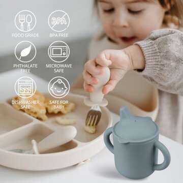 Mintlyfe Toddler Silicone Cup, 100% Food Grade Silicone Training Cup for Baby, 4 OZ Trainer Cup Toddler Training Cup for Boys and Girls, Unbreakable (Ether)