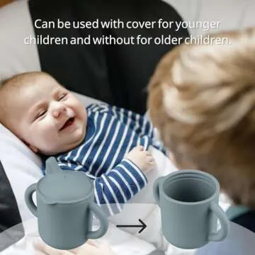 Mintlyfe Toddler Silicone Cup, 100% Food Grade Silicone Training Cup for Baby, 4 OZ Trainer Cup Toddler Training Cup for Boys and Girls, Unbreakable (Ether)