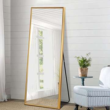 NeuType Full Length Mirror - 65"x22" Stylish Floor & Wall-Mounted Mirror in Titanium Gold