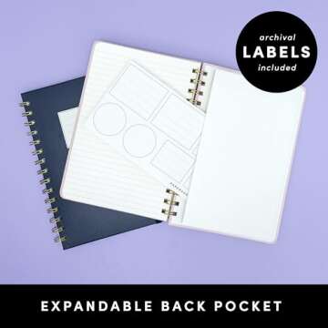 PAPERAGE Rainbow Stripe Spiral Journal Notebook - Durable Design