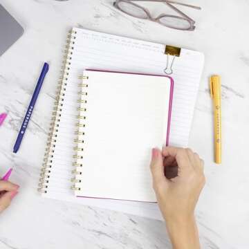 PAPERAGE Rainbow Stripe Spiral Journal Notebook - Durable Design