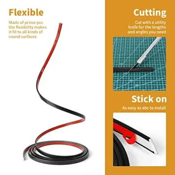 Wowstar 30 Ft Peel and Stick Trim, Molding Trim for Walls, Edges, Borders, Window Frames, Backsplash Tiles, Flexible and Self Adhesive Trim, Black
