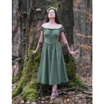 Sleeveless Corset Dress for Women Renaissance Cottagecore Dress Long Fairy Dress Midi Summer Dresses Green M