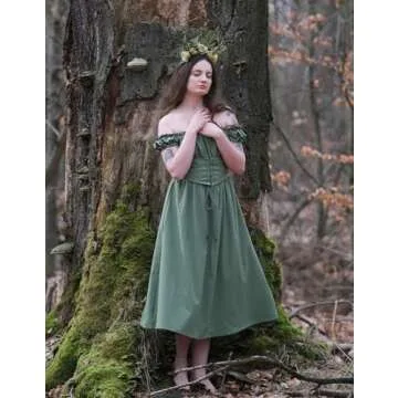 Sleeveless Corset Dress for Women Renaissance Cottagecore Dress Long Fairy Dress Midi Summer Dresses Green M