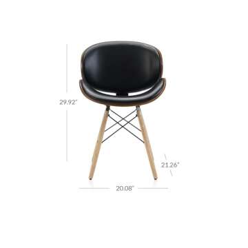 BELLEZE Set of 2 Mid Century Modern Dining Chairs, Upholstered Faux Leather Walnut Curved Back Conte...