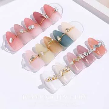 100 Pcs Diamond Jewelry Nail Charms for Nail Art Decoration Rhinestones, Gold/Silver Flatback Sparkle Horse Eyes Water Drop Square Zircon Claw Gems Nail Design Supplies