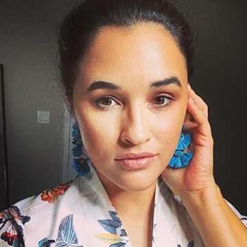 L&N Rainbery Bohemian Handmade Drop Earrings Fashion Beaded Raffia Palm Earrings for Women Tiered Dangle Statement Earrings (Teal)