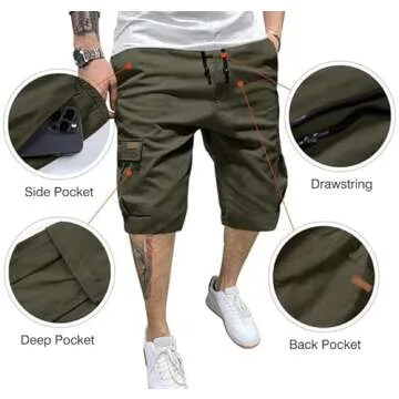 JMIERR Mens Casual Twill Cargo Shorts Cotton Drawstring Classic Cargo Chino Stretch Short with 6 Pockets for Men, US46(5XL), B Green