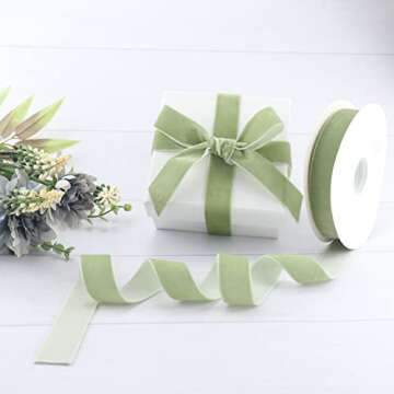 Sage Green Velvet Ribbon for Crafts & Gift Wrapping