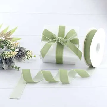 Sage Green Velvet Ribbon for Crafts & Gift Wrapping