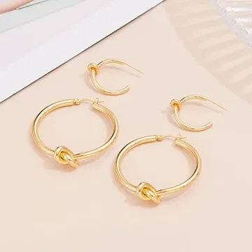 Large Knot Hoop Earrings for Women Elegant Lightweight Jewelry