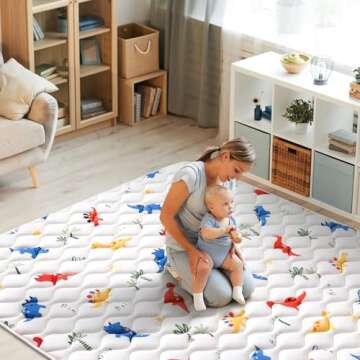 Premium Foam Baby Play Mat 79" X 63", Thick One-Piece Crawling Mat, Odorless Baby Mat Floor Mat, Non-Slip Cushioned Baby Playmat for Infants,Babies,Toddlers. Machine Washable for Easy Care.