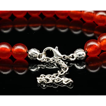 Natural Carnelian Beaded Choker - 8mm Gemstone Necklace