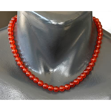 Natural Carnelian Beaded Choker - 8mm Gemstone Necklace