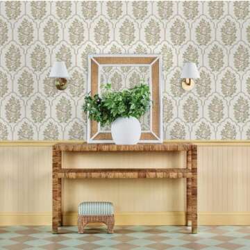 NuWallpaper x Society Social Floral Bazaar Ochre Peel and Stick Wallpaper, SSS6313