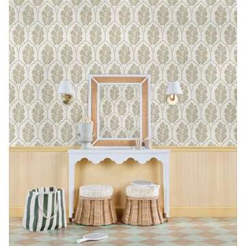 NuWallpaper x Society Social Floral Bazaar Ochre Peel and Stick Wallpaper, SSS6313