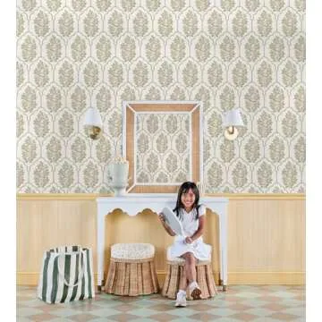 NuWallpaper x Society Social Floral Bazaar Ochre Peel and Stick Wallpaper, SSS6313