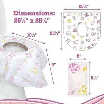 Potty Shields Toilet Seat Covers Disposable (40 Pack, Floral) - XL Waterproof Toilet Cover for Toddlers, Kids & Adults - Portable & Individually Wrapped for Travel, Potty Training & Public Restrooms