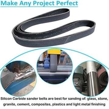 6 Pack 2 x 72 Inch Silicon Carbide Sanding Belts Set - 120 240 400 600 800 1000 Grits Assortment Premium Knife Sharpening Sander Belts for Woodworking, Metal Polishing