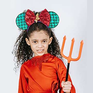 Eisyaa Mermaid Mouse Ears Bow Headbands, Sequin Mermaid Minnie Ears Headband Mermaid bithday Decoration Mermaid Party Favors (Mermaid)