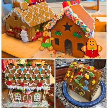 Gingerbread House Cookie Cutter Set - 3D House Cookie Cutters, Gingerbread House Kit for Holiday, Winter, Christmas & Gingerbread House Kit for Kids, Gift Package (10Pcs Christmas Cookie Cutters)