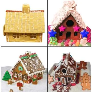 Gingerbread House Cookie Cutter Set - 3D House Cookie Cutters, Gingerbread House Kit for Holiday, Winter, Christmas & Gingerbread House Kit for Kids, Gift Package (10Pcs Christmas Cookie Cutters)