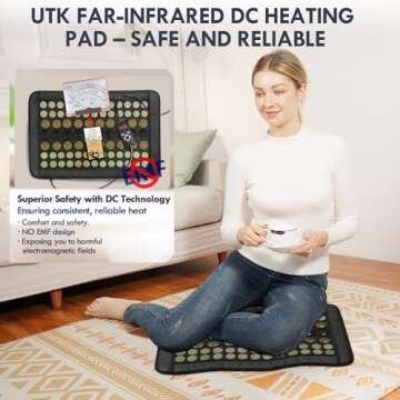 UTK Infrared Heating Pad, Natural Jade & Tourmaline Stones Heating Pad for Pain, DC Far Infrared Hea...