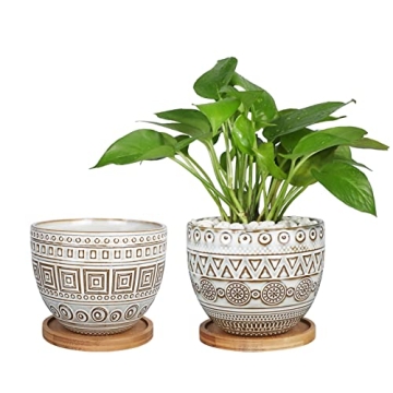 G EPGardening 5.5in Round Ceramic Planter Set of 2
