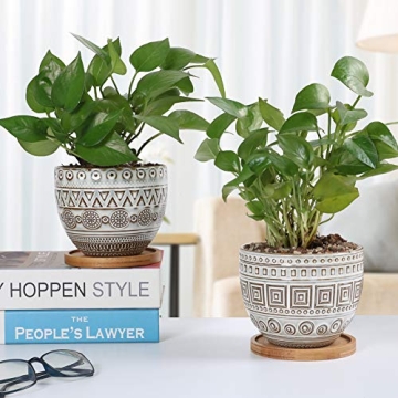 G EPGardening 5.5in Round Ceramic Planter Set of 2