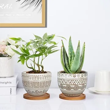 G EPGardening 5.5in Round Ceramic Planter Set of 2