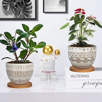 G EPGardening 5.5in Round Ceramic Planter Set of 2