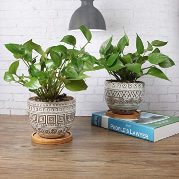 G EPGardening 5.5in Round Ceramic Planter Set of 2