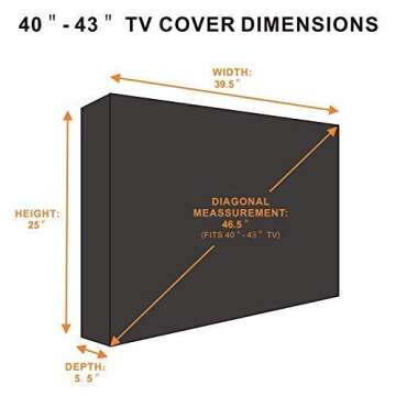 KOLIFE K LIFE Outdoor TV Cover 40 to 43 inches, Waterproof and Weatherproof, Fits Up to 39.5''W x 25...